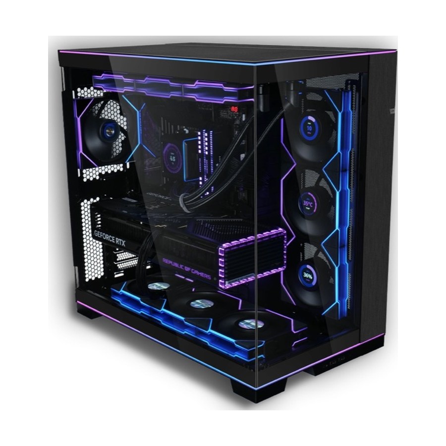 Game-pc in rgb-festival-look, kast als de Lian Li O11 Dynamic EVO RGB, foto fabrikant ter illustratie